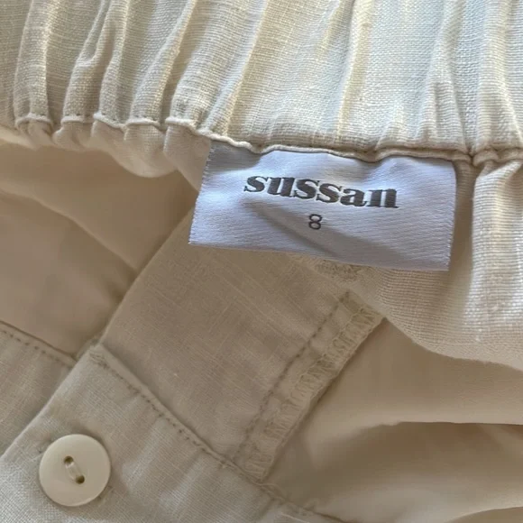 Sussan cream linen wide leg pants 8 - Picture 4 of 6